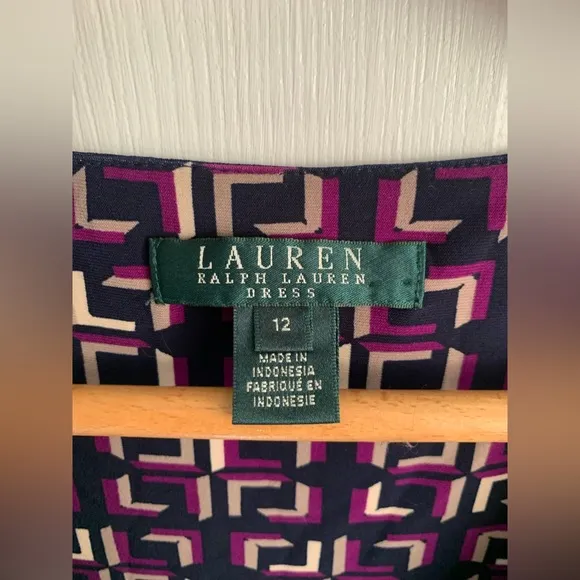 Lauren Ralph Lauren, geometric, print sleeveless sheath dress size 12