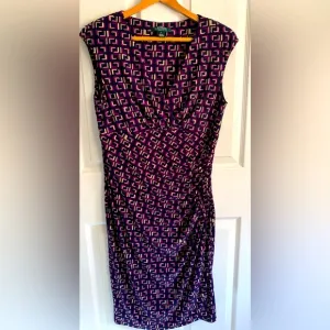 Lauren Ralph Lauren, geometric, print sleeveless sheath dress size 12