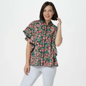 Laurie Felt Women's Button Front Blouse With Butterfly Sleeves