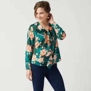 Laurie Felt Women's Woven Front Ruffle Blouse