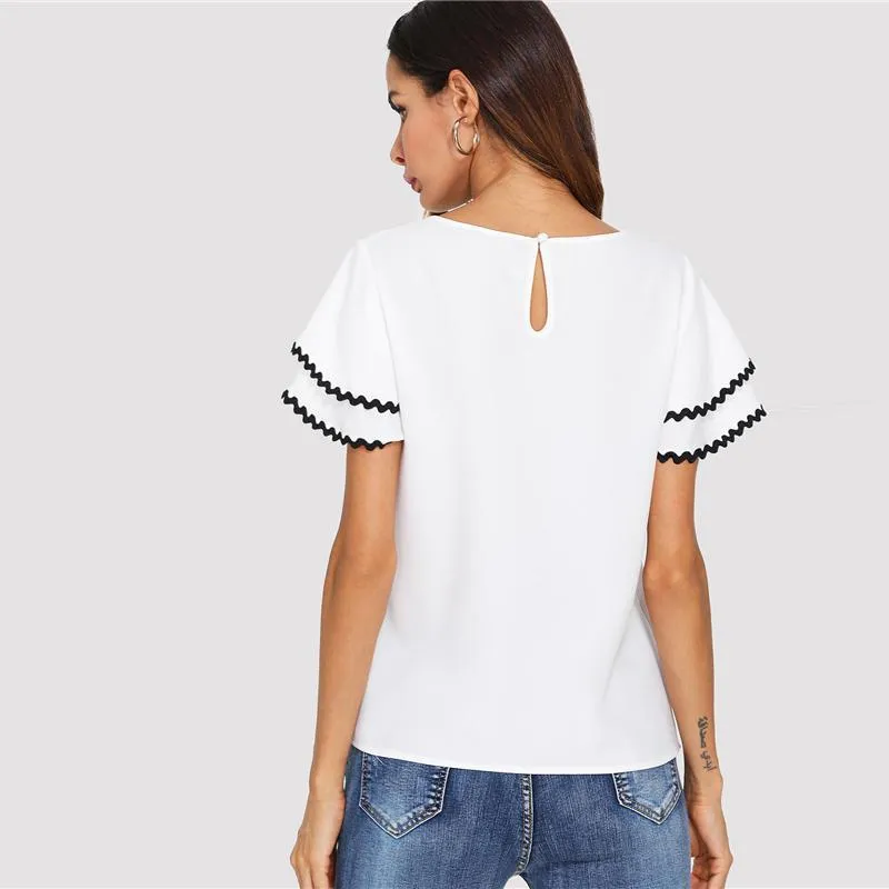 Layered Ruffle Sleeve Blouse