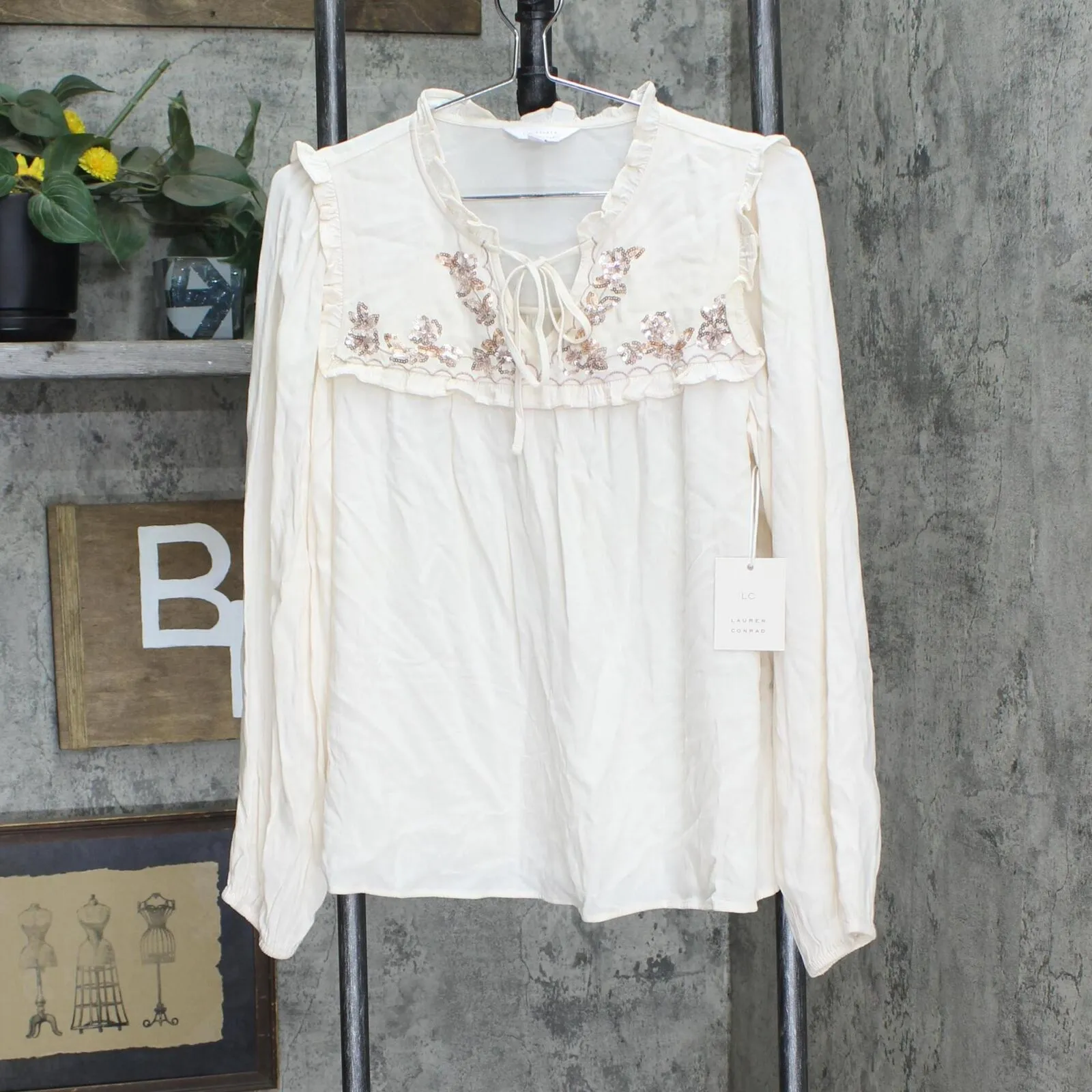 Lc Lauren Conrad Women's Ruffle Puff-Sleeve Blouse WL24W002RS1