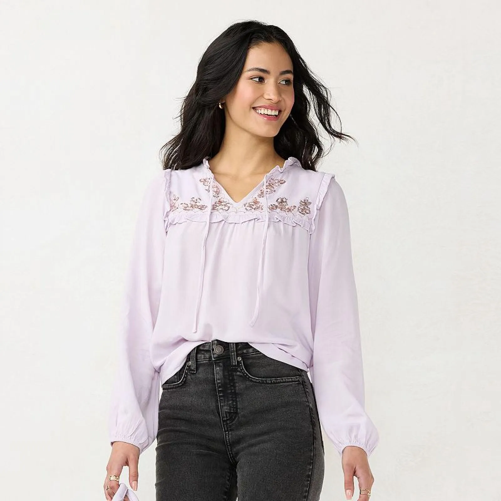 Lc Lauren Conrad Women's Ruffle Puff-Sleeve Blouse WL24W002RS1
