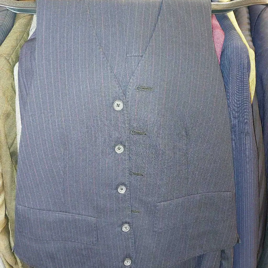 LeCheval Navy Pinstripe Boys Three Piece Suit
