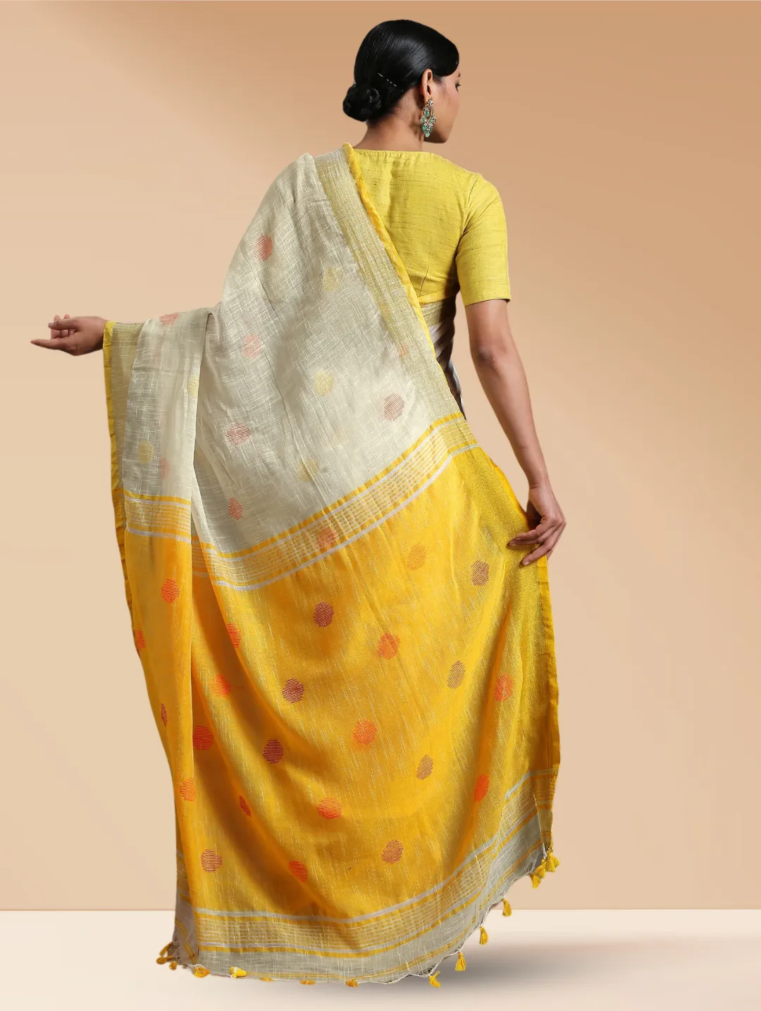 Lemon Peels Linen Blend Saree