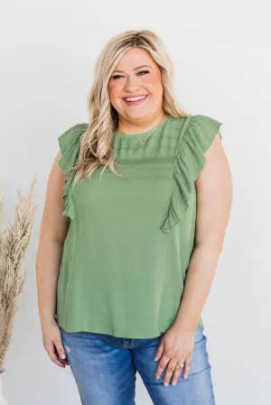 Let You Know Flutter Sleeve Blouse- Sage