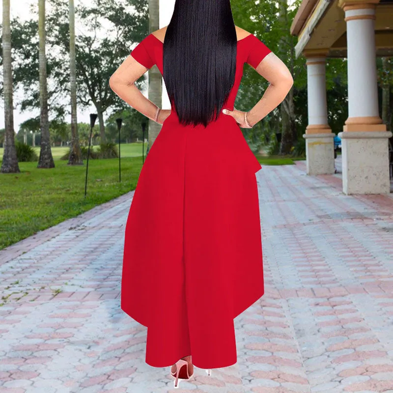 Letter Print Off Shoulder Ruffle Design Dress