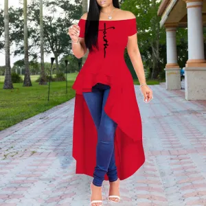 Letter Print Off Shoulder Ruffle Design Dress