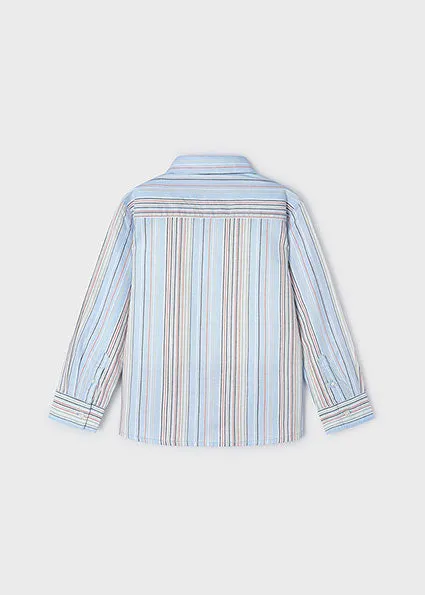 Light Blue Long Sleeve Stripes Oxford Shirt