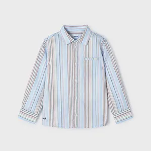 Light Blue Long Sleeve Stripes Oxford Shirt