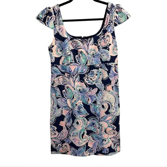 Lilly Pulitzer Laurent Dress High Tide Navy Holy Flockamolie Size 8 $168