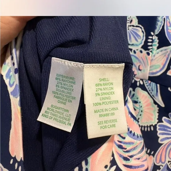 Lilly Pulitzer Laurent Dress High Tide Navy Holy Flockamolie Size 8 $168