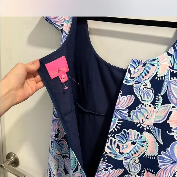 Lilly Pulitzer Laurent Dress High Tide Navy Holy Flockamolie Size 8 $168