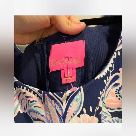 Lilly Pulitzer Laurent Dress High Tide Navy Holy Flockamolie Size 8 $168