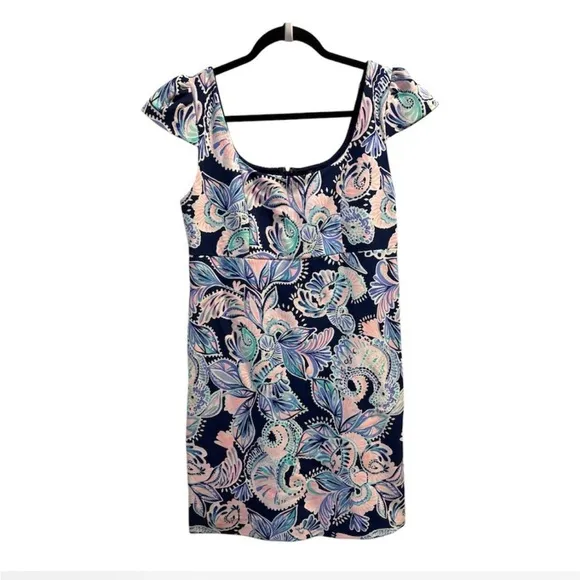 Lilly Pulitzer Laurent Dress High Tide Navy Holy Flockamolie Size 8 $168