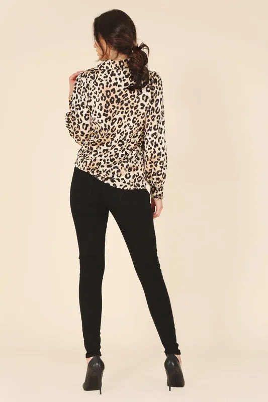 Lilou Satin leopard blouse