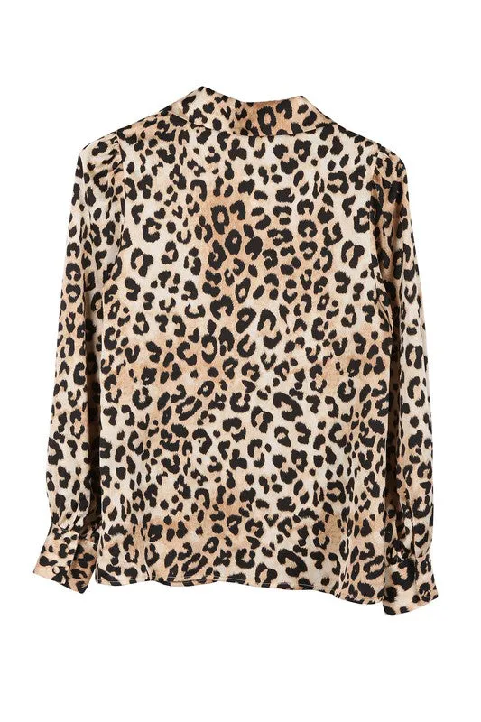 Lilou Satin leopard blouse