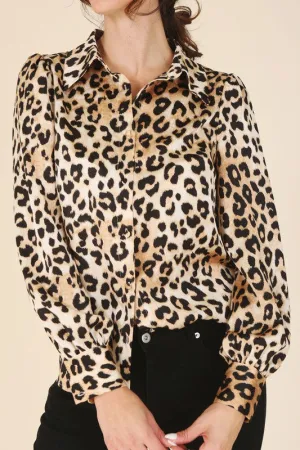 Lilou Satin leopard blouse