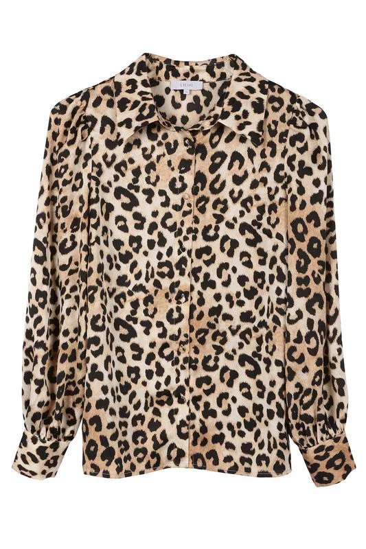 Lilou Satin leopard blouse