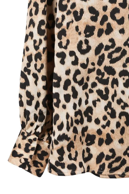 Lilou Satin leopard blouse