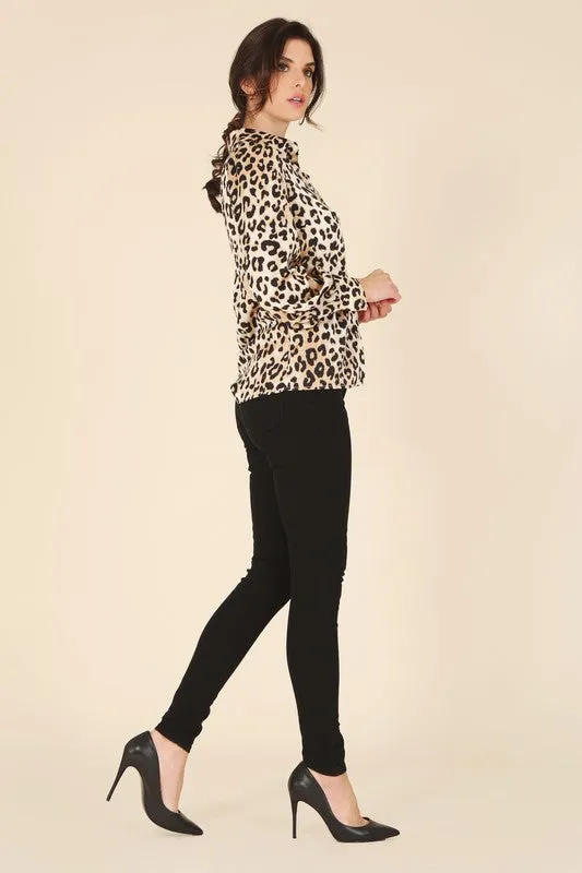Lilou Satin leopard blouse