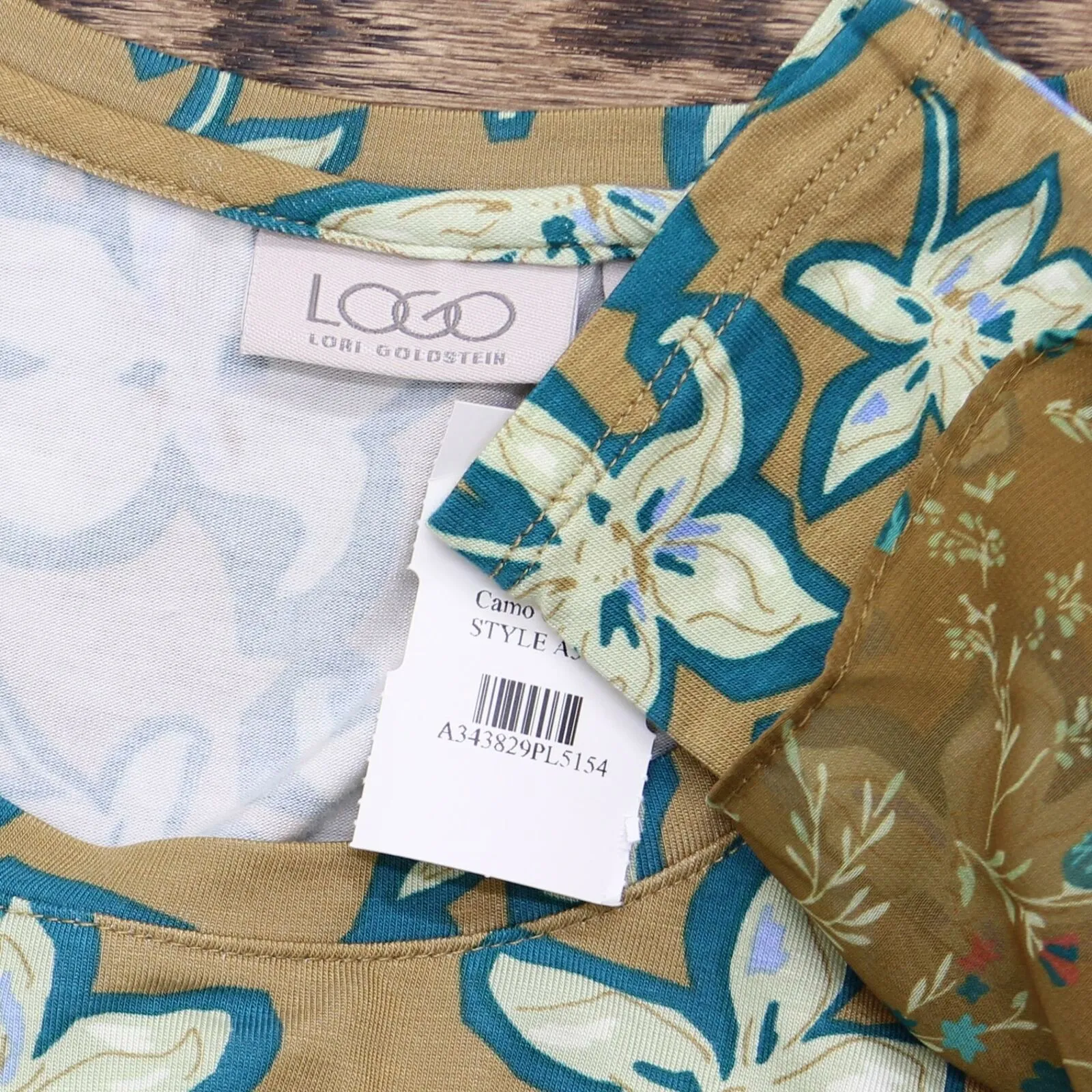 LOGO by Lori Goldstein Floral Knit Top With Chiffon Ruffle Trim