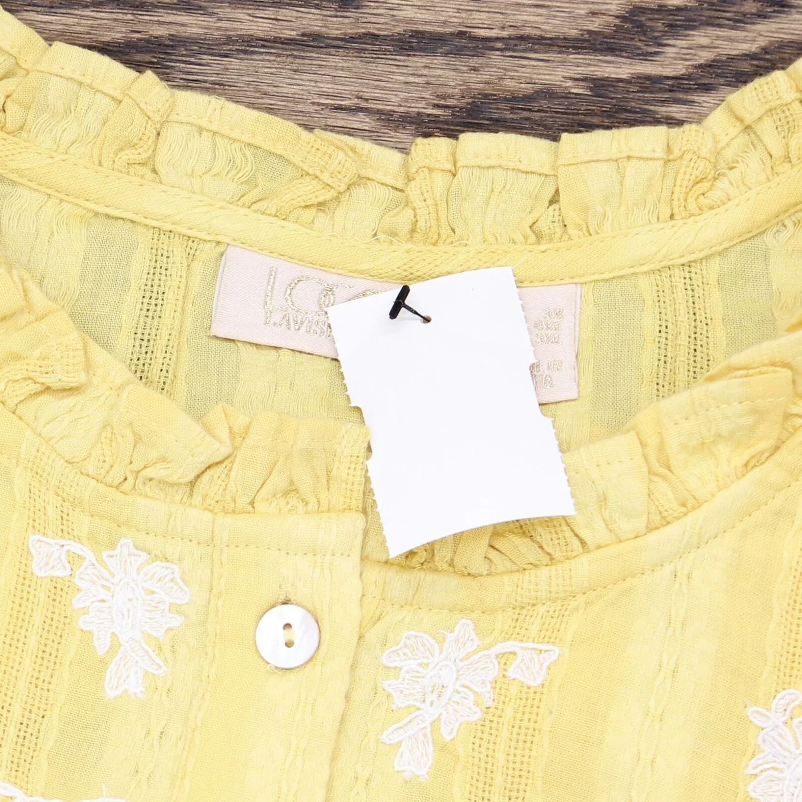 LOGO by Lori Goldstein Lavish Embroidered Textured Woven Blouse