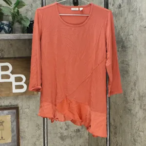 LOGO by Lori Goldstein Rayon 230 Top Asymmetric Satin Hem Coral Medium