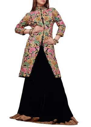 Long jacket black lehenga available online