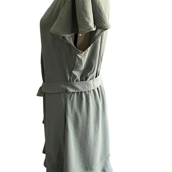 Lucky Brand Women’s Flutter sleeve V Neck Button Front Mini Shirt Dress Sz:Large