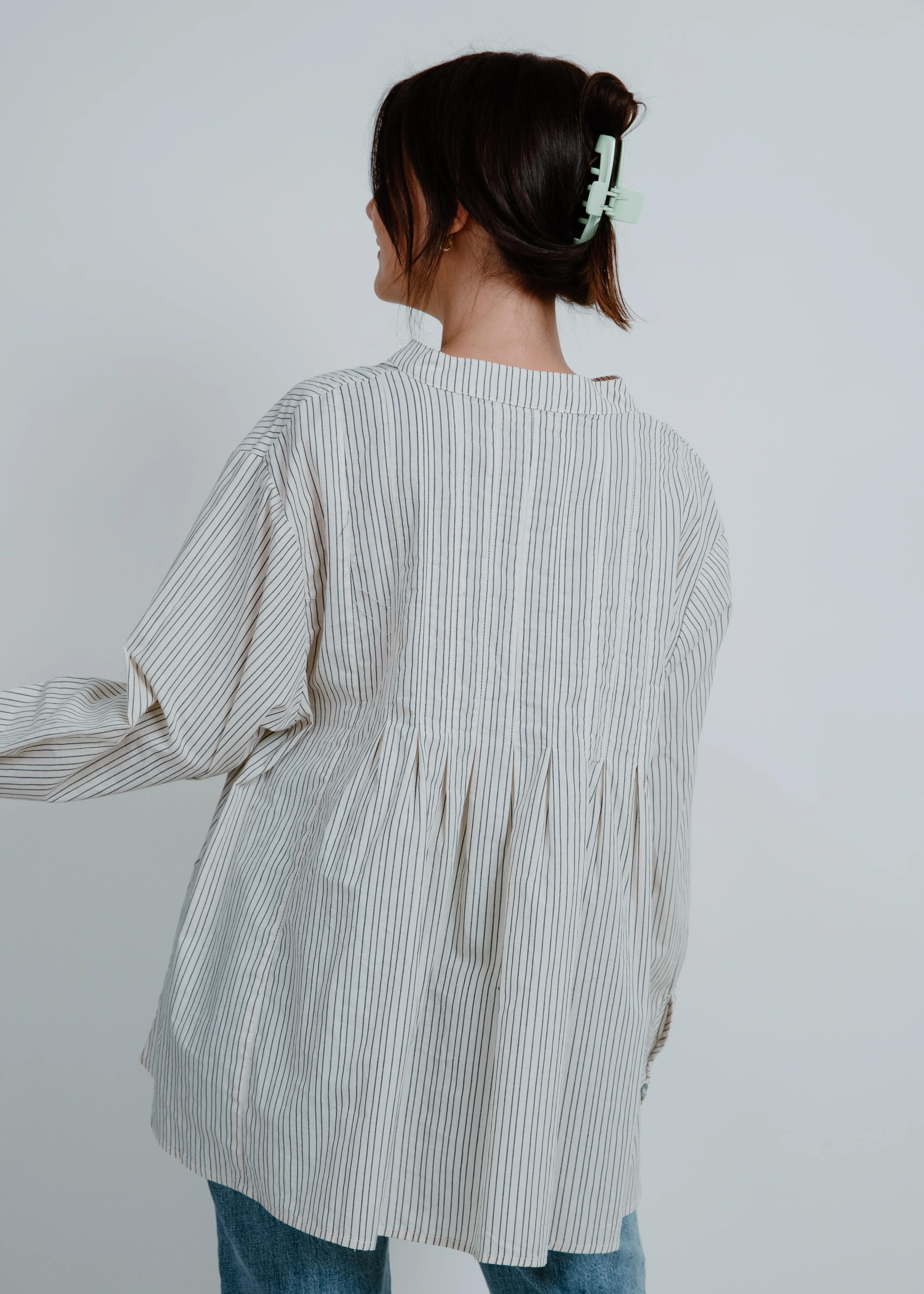 Lucky Pleated V-Neck Top