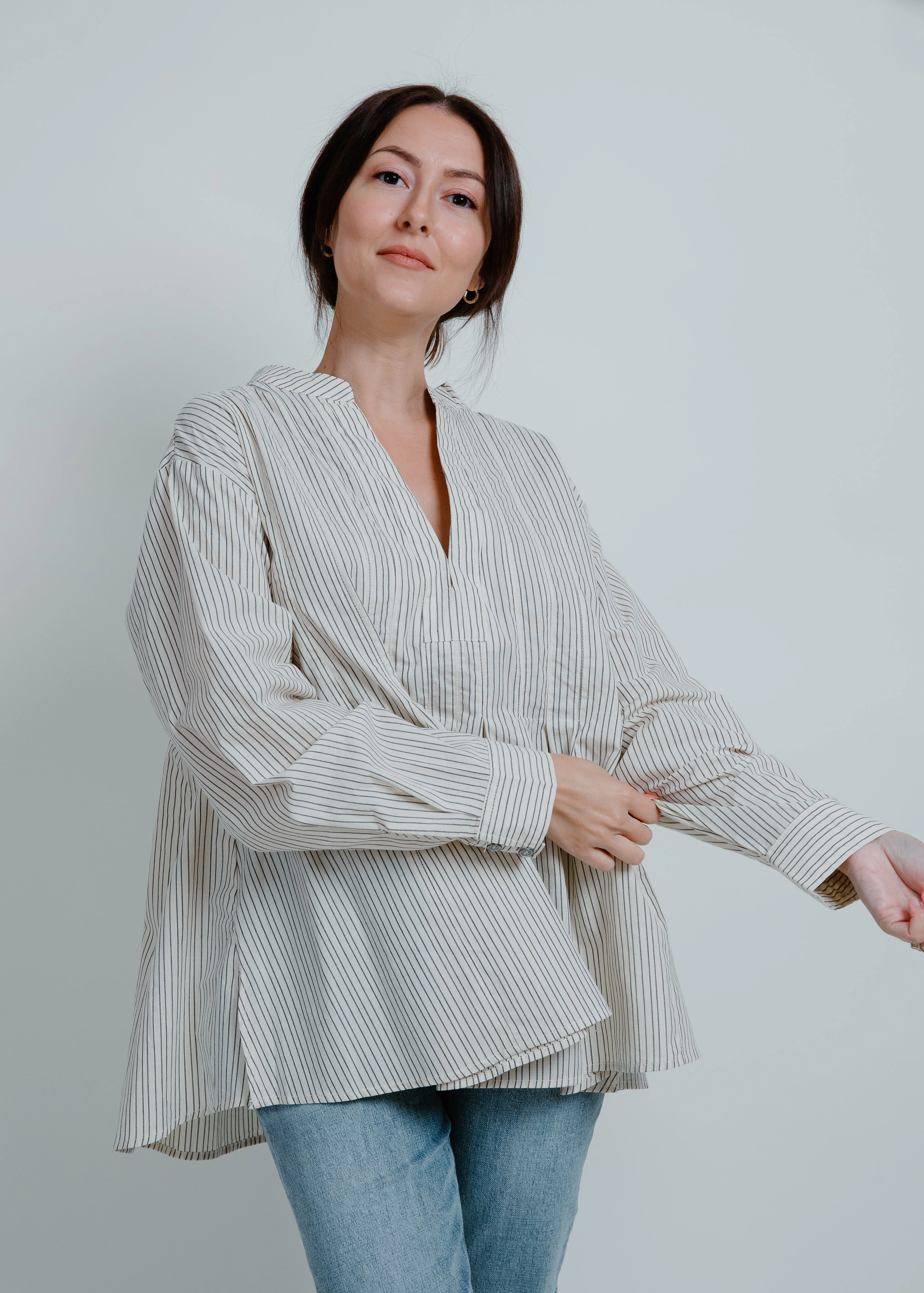 Lucky Pleated V-Neck Top