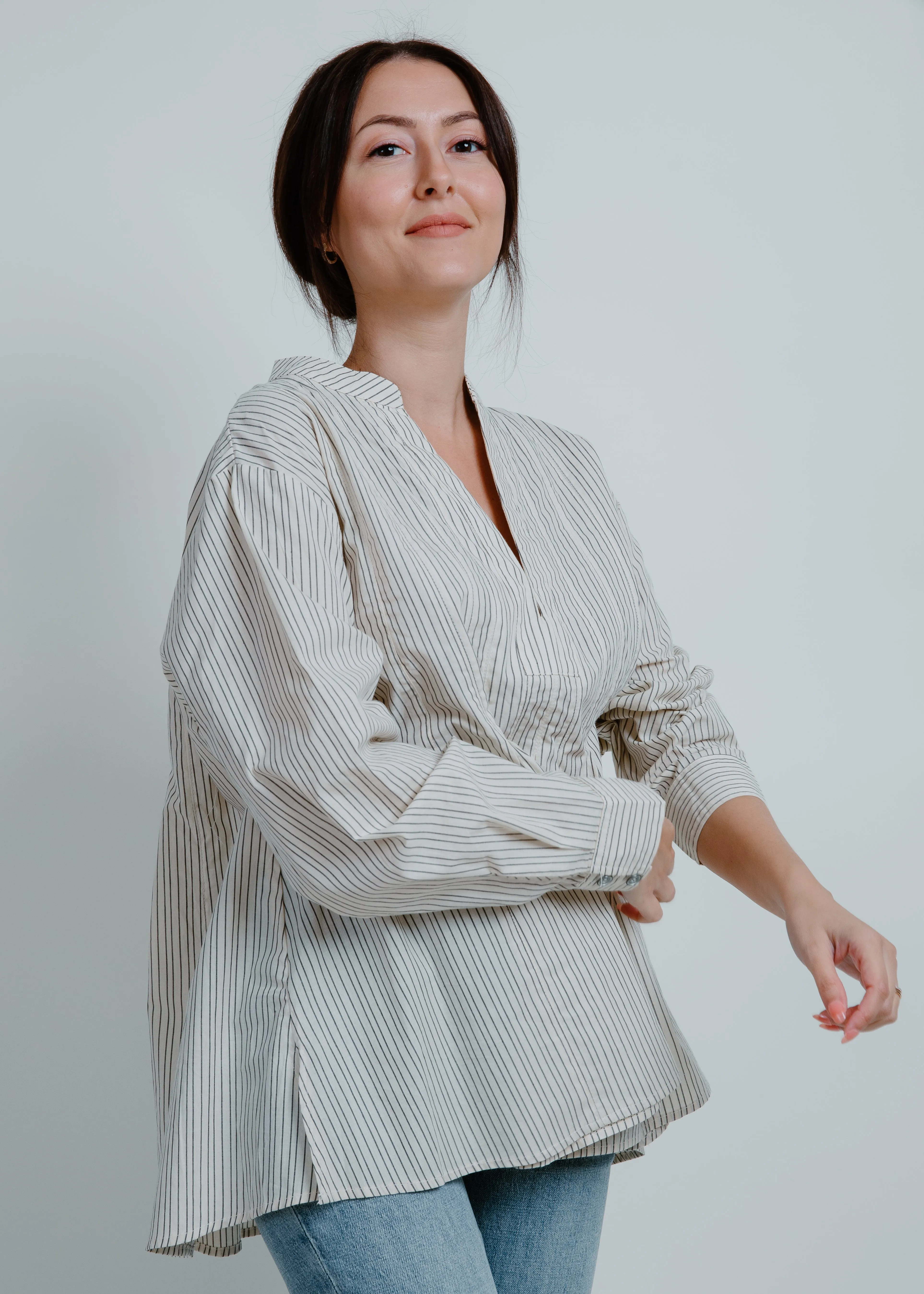 Lucky Pleated V-Neck Top