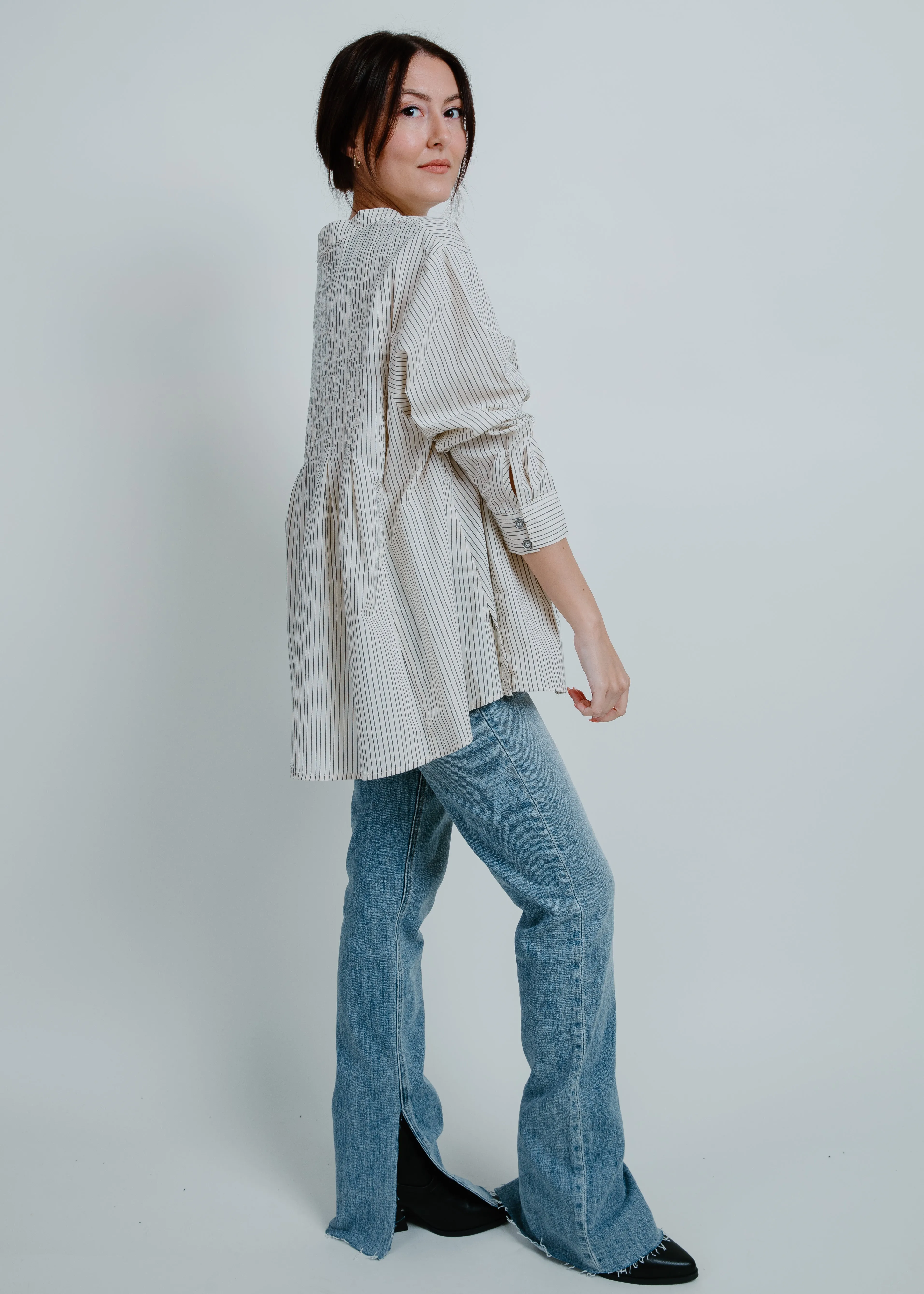 Lucky Pleated V-Neck Top