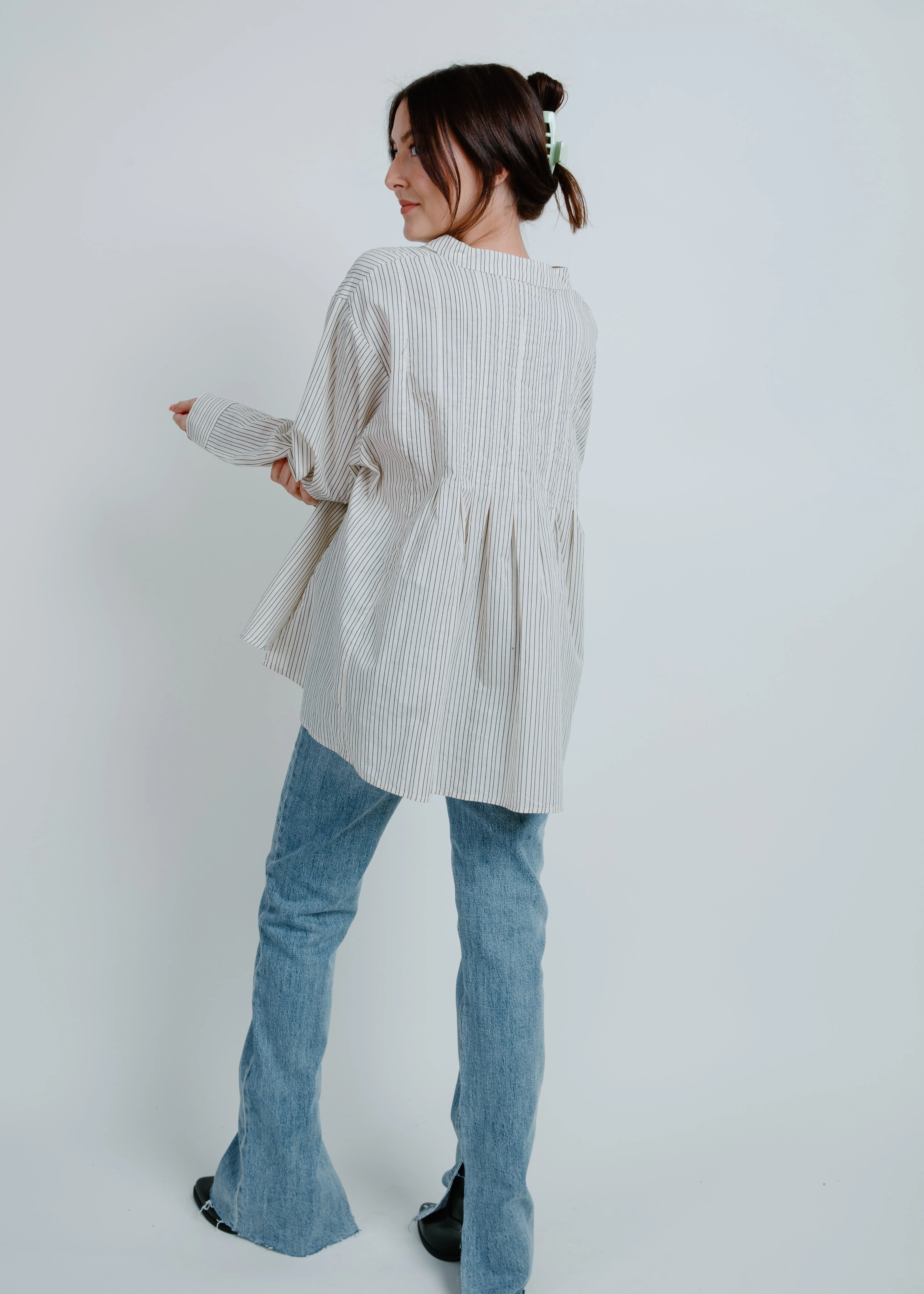 Lucky Pleated V-Neck Top