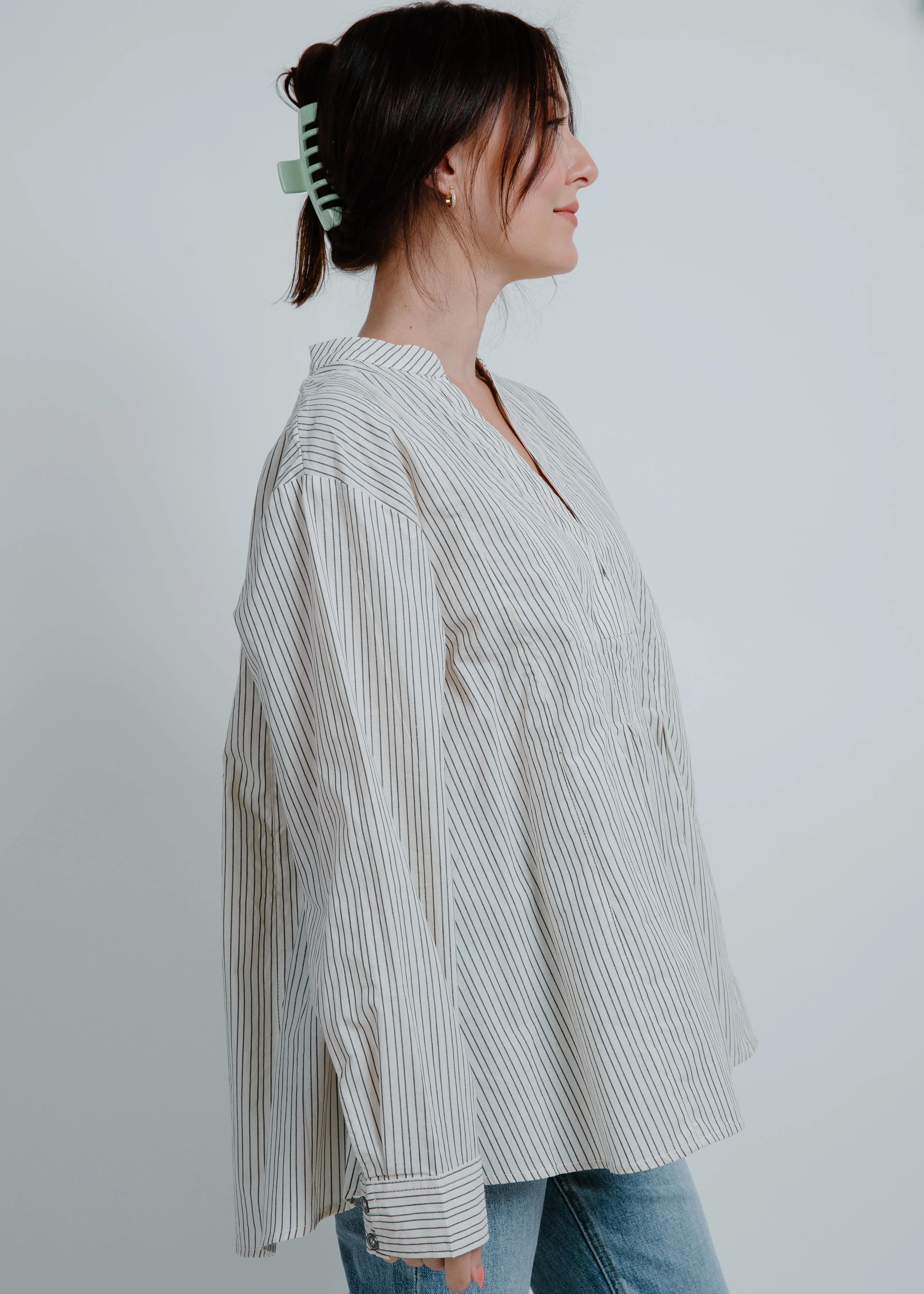 Lucky Pleated V-Neck Top