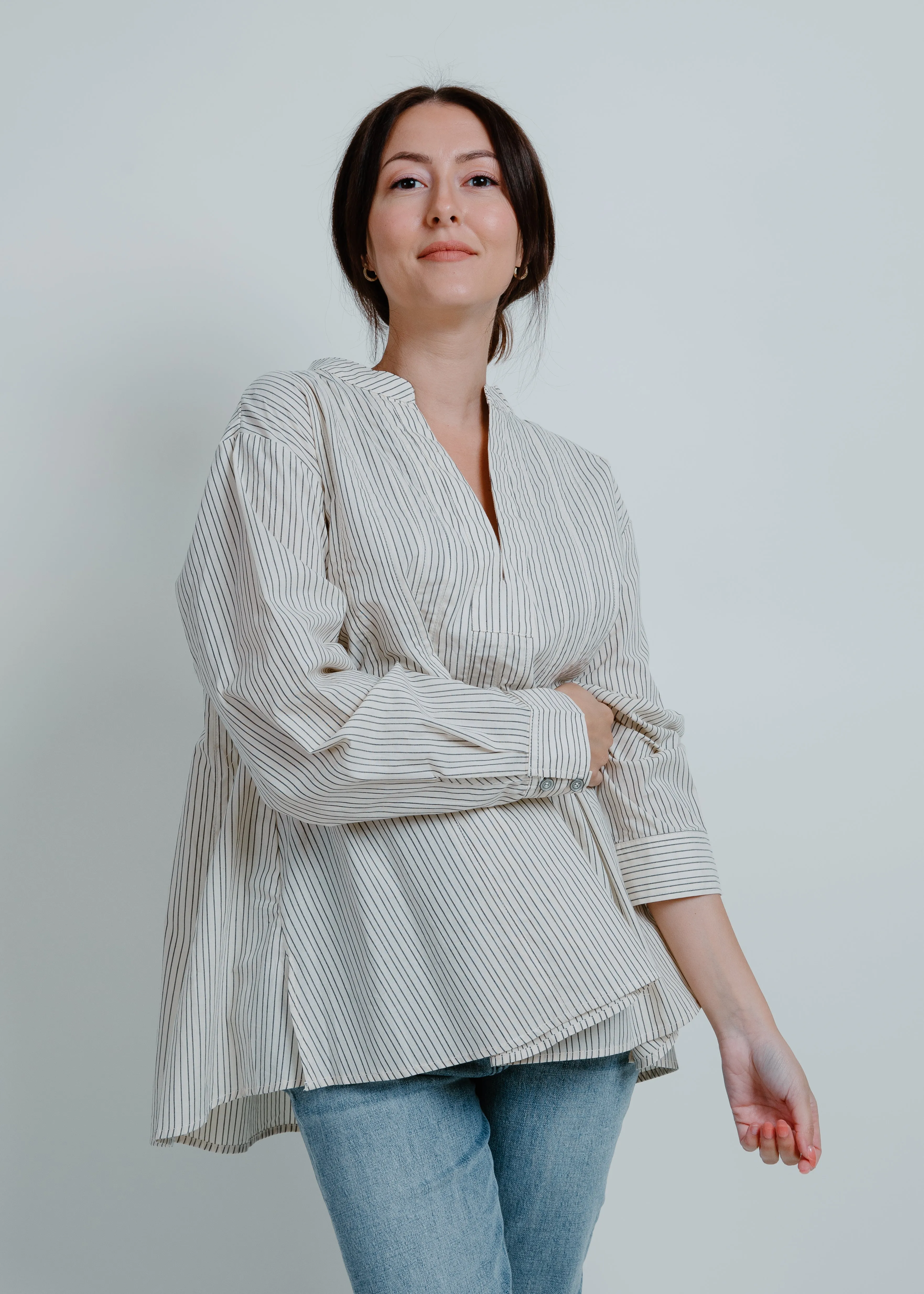 Lucky Pleated V-Neck Top