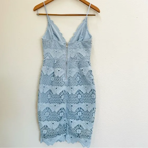 LULUs Sway Away Light Blue Crochet Lace Dress Size XS