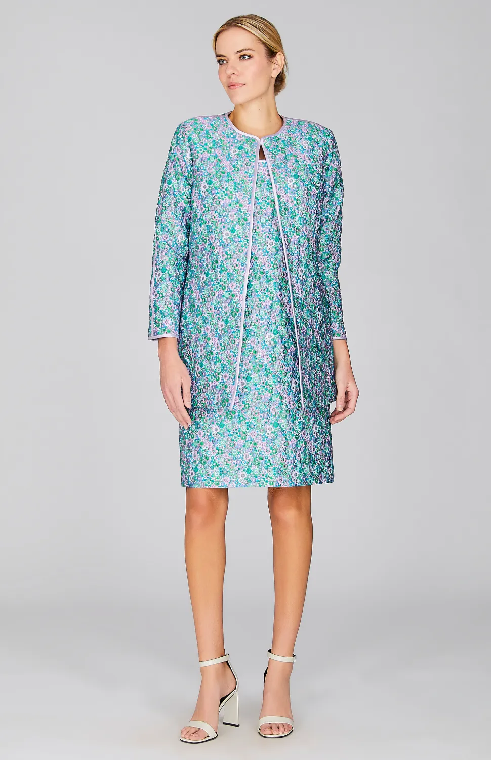 Luxe Garden Sheath Dress w/ Satin Bias
