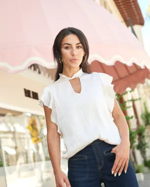 Luxi Twist Mock Neck Blouse