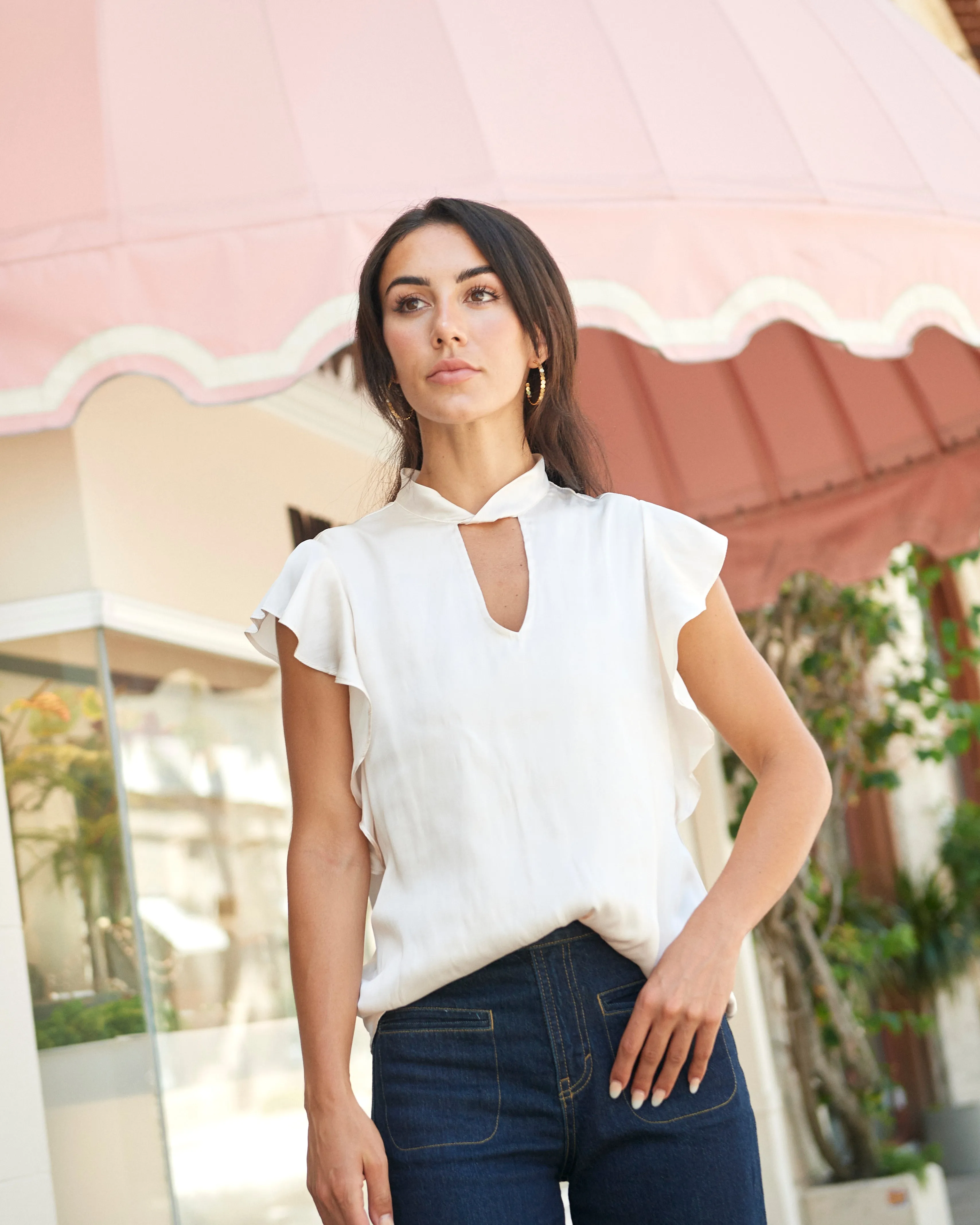 Luxi Twist Mock Neck Blouse