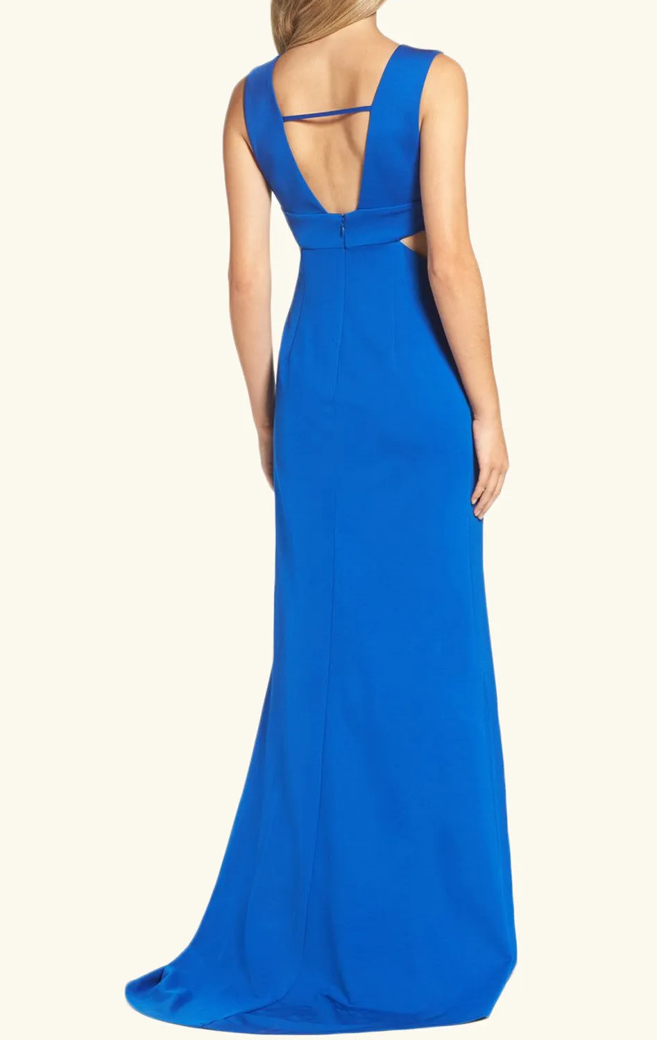 MACloth Straps V Neck Sheath Jersey Long Prom Dress Royal Blue Formal Gown