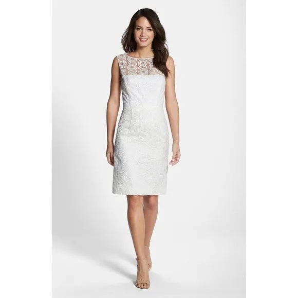 Maggy London Embroidered Illusion Yoke Sheath Dress‎
