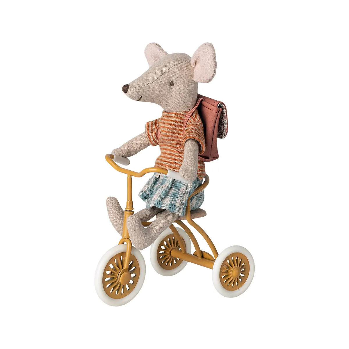 Maileg Tricycle Mouse Big Sister with Bag - Old Rose