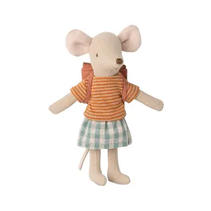 Maileg Tricycle Mouse Big Sister with Bag - Old Rose
