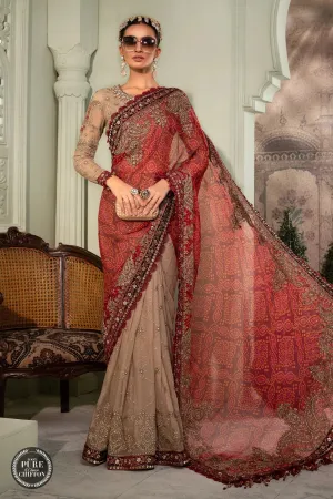 Maria B Mbroidered Chiffon EID 2022 | MPC-22-202-Coffee and Maroon