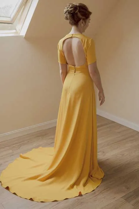 Marigold Short Sleeves Wedding Dress ET3023