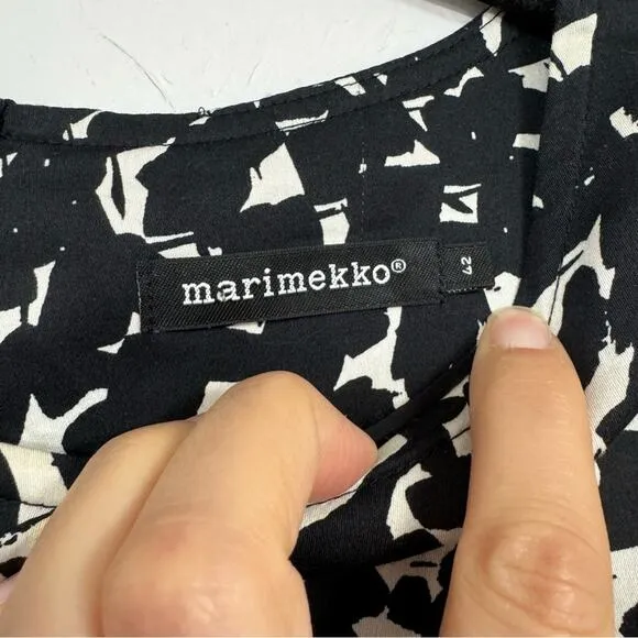 Marimekko Black &amp; White Spotted Sleeveless Sheath Dress Women’s 42 Preppy