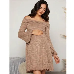 Maternity off shoulder striped dress