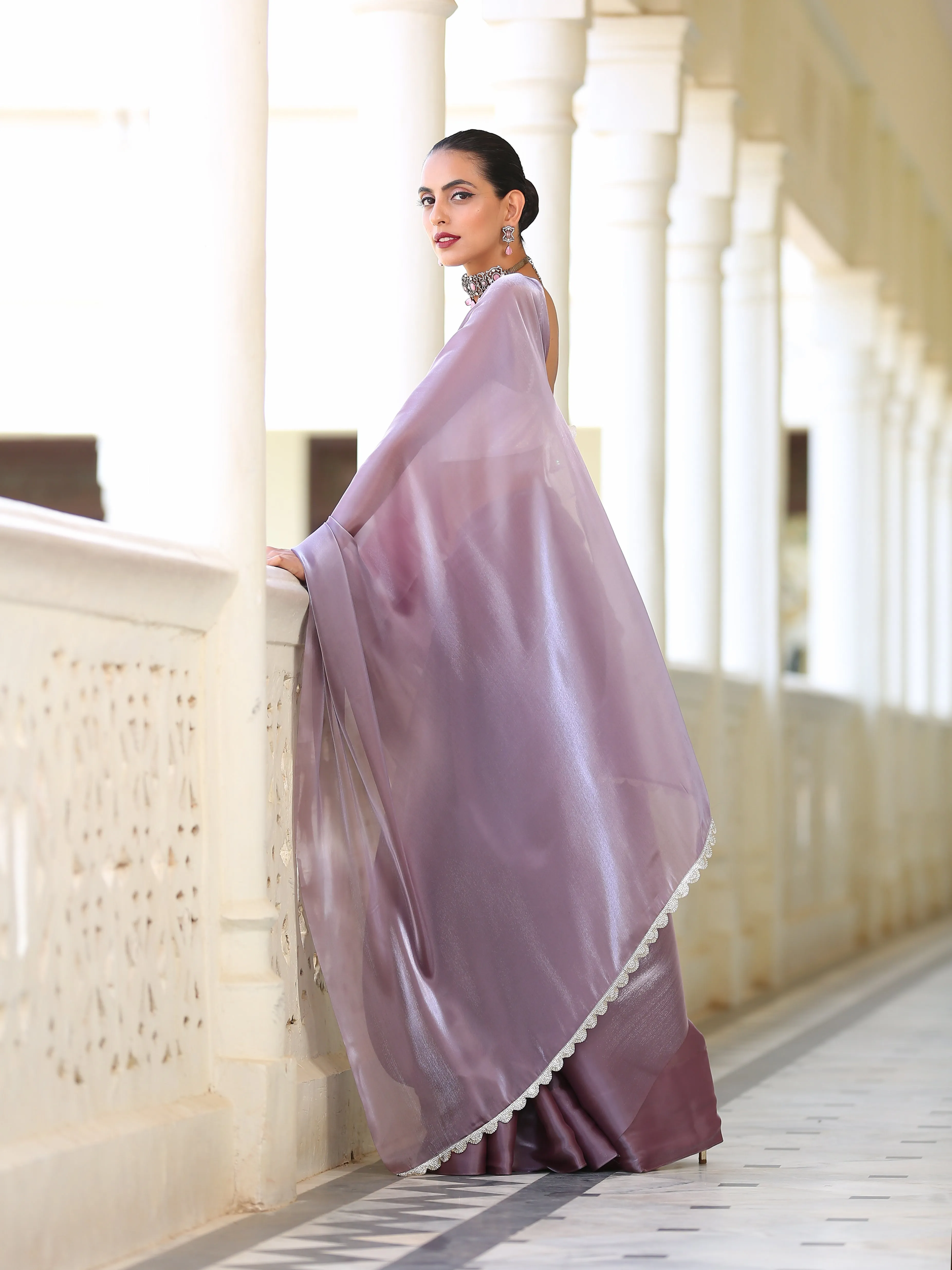 Mauve Silver Saree